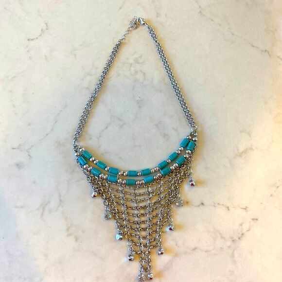 Boot barn brand silver color mesh faux turquoise stone extender brand new - Picture 1 of 3